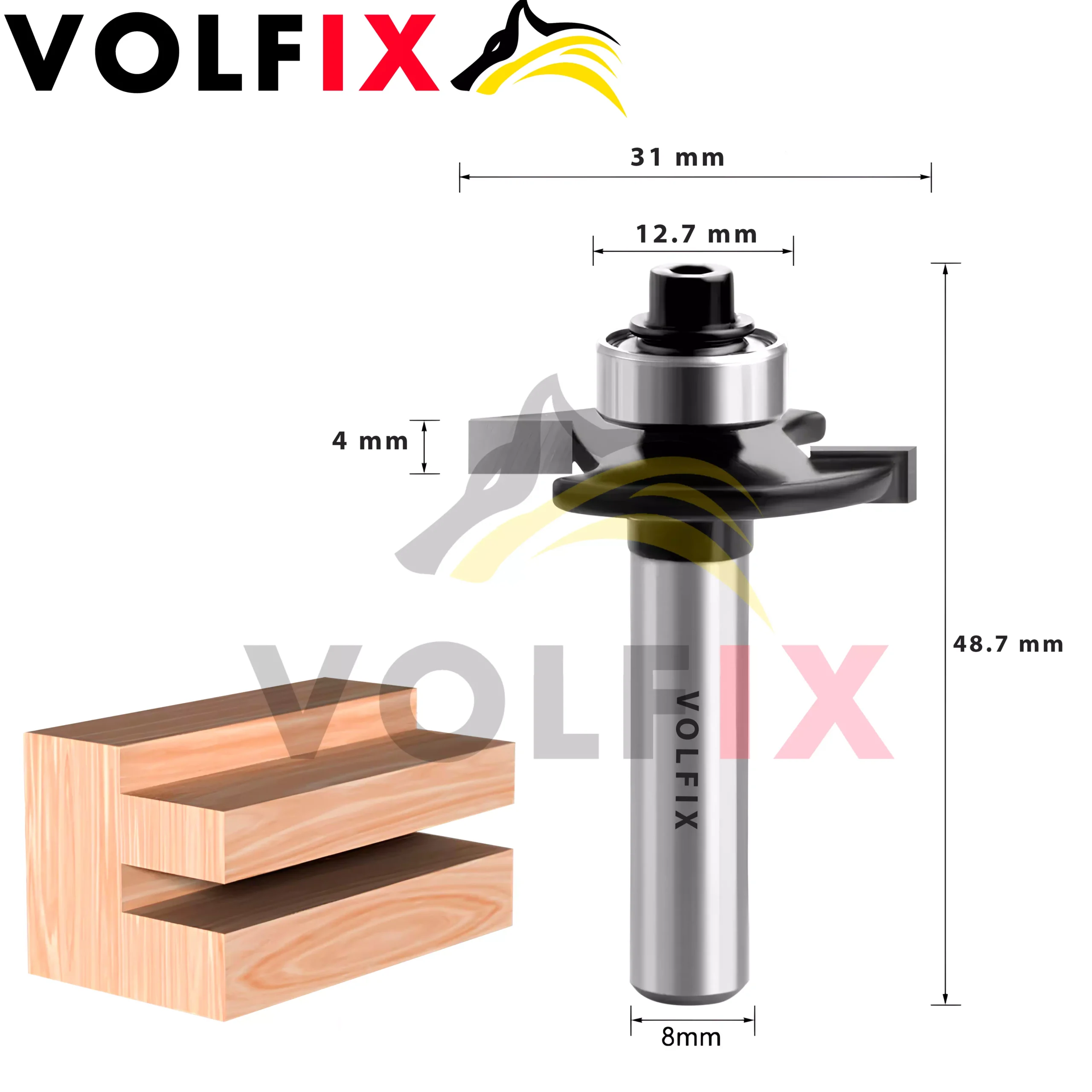 Кромкова пазова фреза VOLFIX (FZ-23) D31 h4 d8 для вибірки четверті