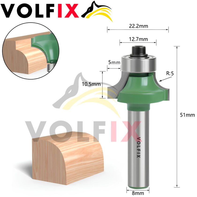Фреза радіусна для заокруглення кромки VOLFIX R5 d8