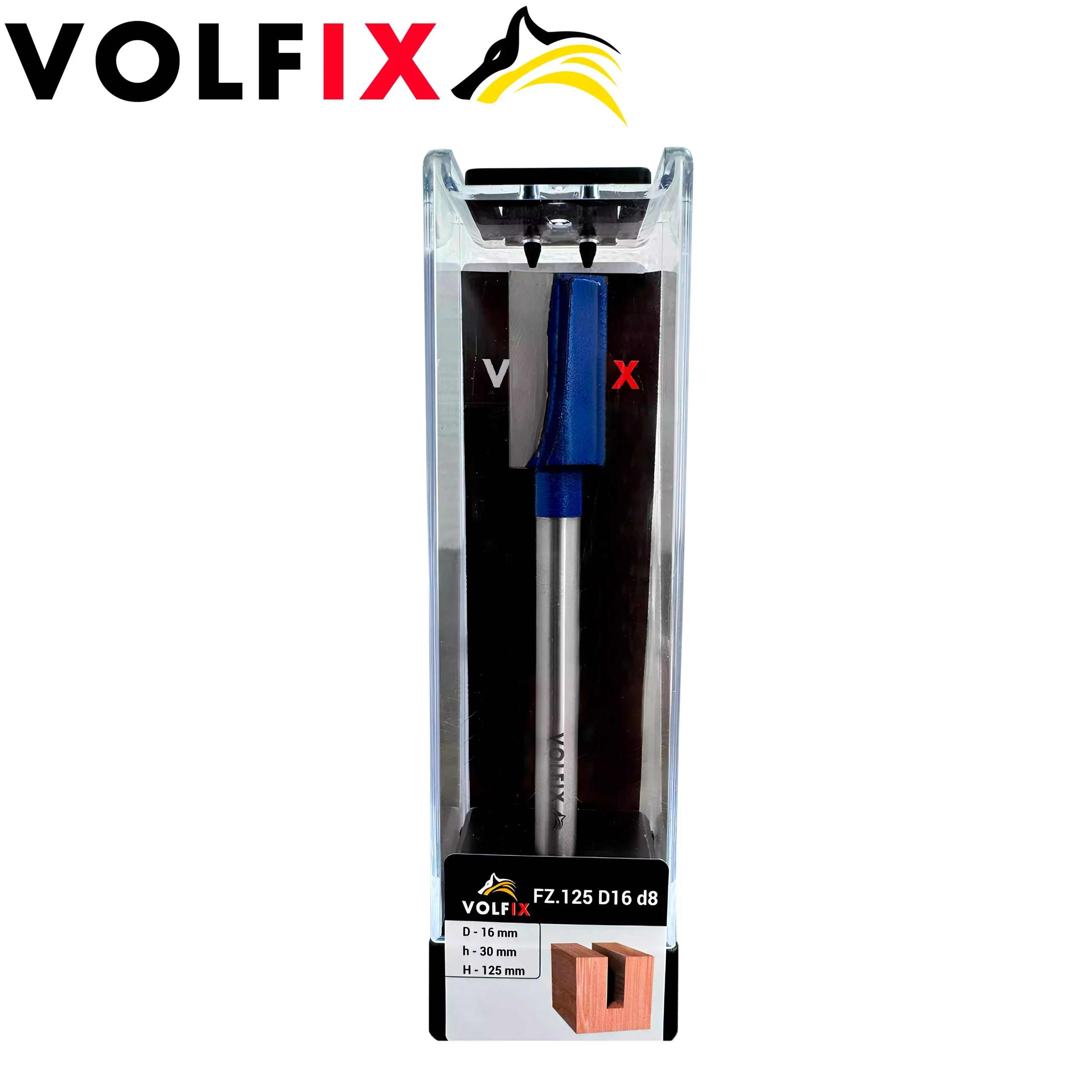 D16 h30 H125 d8 фреза для врізання замка VOLFIX FZ-125 D16 d8