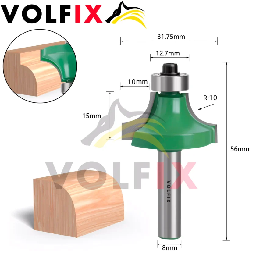 Фреза радіусна для заокруглення кромки VOLFIX R10 d8