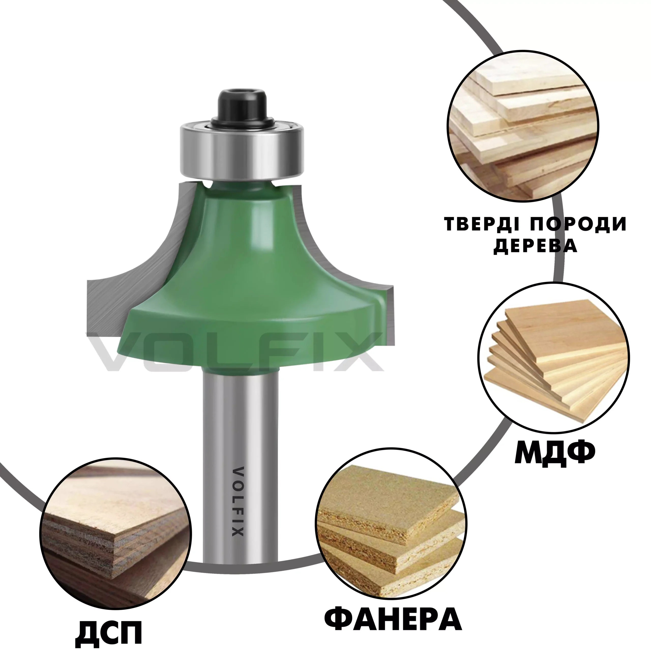 Фреза радіусна для заокруглення кромки VOLFIX R10 d8