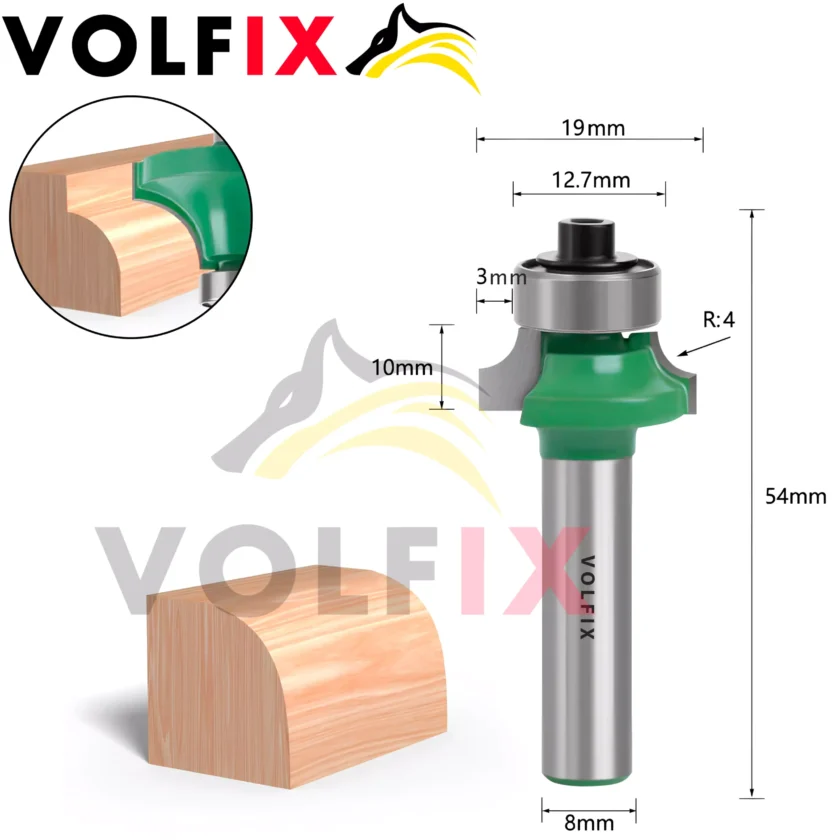 Фреза радіусна для заокруглення кромки VOLFIX R4 d8