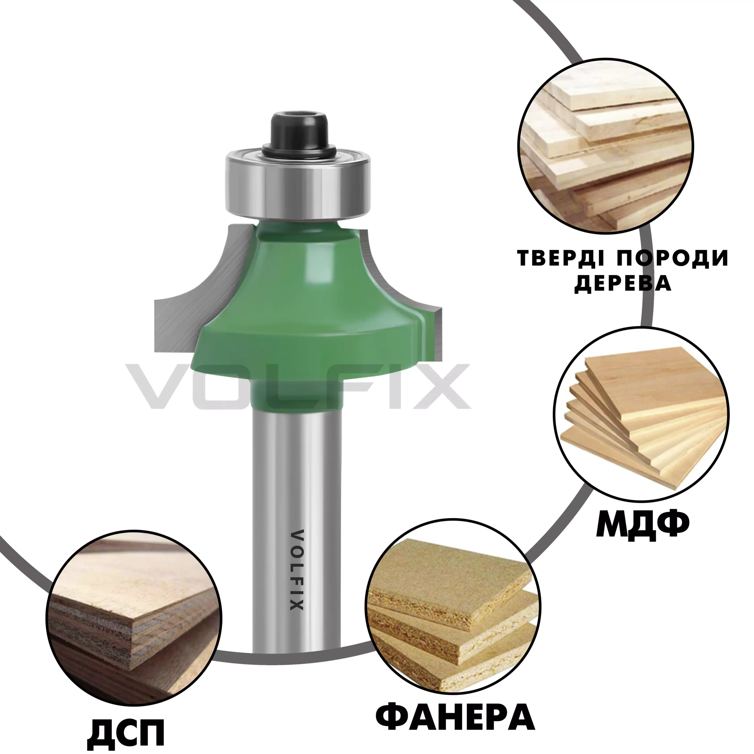 Фреза радіусна для заокруглення кромки VOLFIX R6 d8