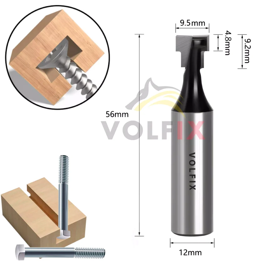 Фреза Т-образна пазова VOLFIX FZ-120-354 d12 D9.5