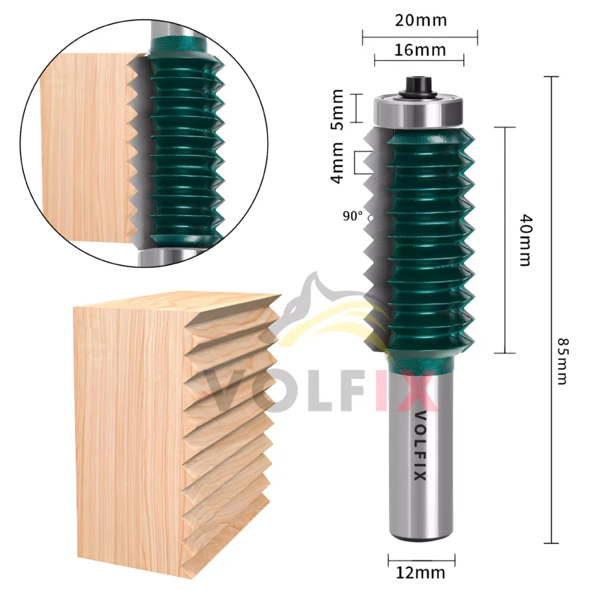 Фреза для зрощування деревини по ширині (мікрошип) VOLFIX (FZ-120-513) D20 h40 d12