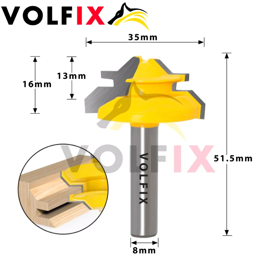 Фреза для кутового зрощування деревини VOLFIX FZ-120-551 d8