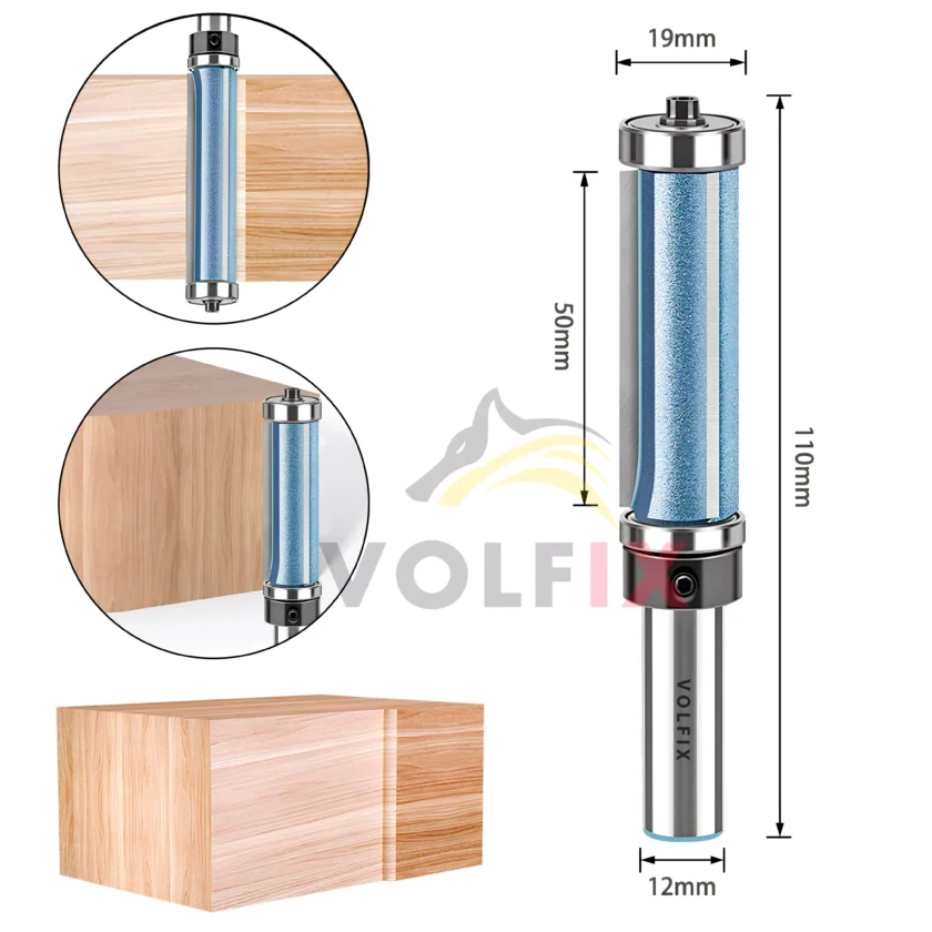 Обкаточна фреза VOLFIX FZ-120-488 h50 d12 з верхнім та нижнім підшипником