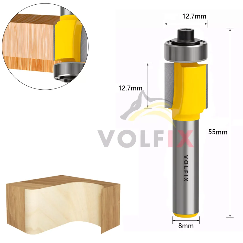 Обкаточна пряма фреза VOLFIX FZ-120-220 h12.7 d8 з нижнім підшипником